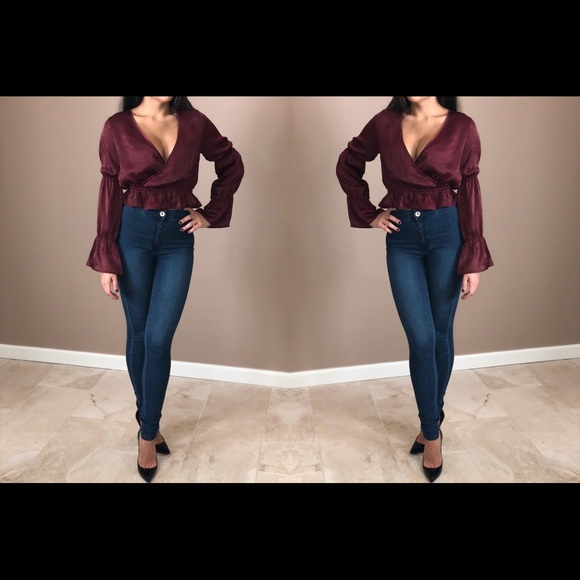 Burgundy Satin Top - Picture 6 of 6